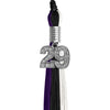 Black/Purple/White Graduation Tassel with Silver Bling Charm by Wholesale Grad Supply