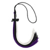 Black/Purple/White Graduation Tassel with Black Date Drop by Wholesale Grad Supply