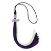 Black/Purple/White Graduation Tassel with Silver Date Drop by Wholesale Grad Supply