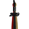 Black/Red/Antique Gold Graduation Tassel with Black Date Drop by Wholesale Grad Supply