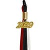 Black/Red/White Graduation Tassel with Gold Date Drop by Wholesale Grad Supply