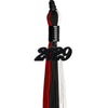 Black/Red/White Graduation Tassel with Black Date Drop by Wholesale Grad Supply