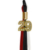 Black/Red/White Graduation Tassel with Gold Bling Charm by Wholesale Grad Supply