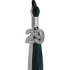 Black/Teal/Grey Graduation Tassel with Silver Bling Charm by Wholesale Grad Supply