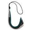 Black/Teal/Grey Graduation Tassel with Silver Stacked Date Drop by Wholesale Grad Supply