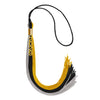 Black/Grey/Gold Graduation Tassel with Gold Stacked Date Drop by Wholesale Grad Supply