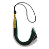 Black/Hunter Green/Silver Graduation Tassel with Gold Stacked Date Drop by Wholesale Grad Supply