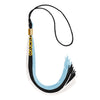 Black/Light Blue/White Graduation Tassel with Gold Stacked Date Drop by Wholesale Grad Supply