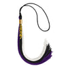 Black/Purple/White Graduation Tassel with Gold Stacked Date Drop by Wholesale Grad Supply