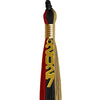 Black/Red/Antique Gold Graduation Tassel with Gold Stacked Date Drop by Wholesale Grad Supply