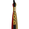Black/Red/Antique Gold Graduation Tassel with Gold Stacked Date Drop by Wholesale Grad Supply