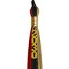 Black/Red/Antique Gold Graduation Tassel with Gold Stacked Date Drop by Wholesale Grad Supply