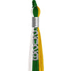 Green/Gold/White Graduation Tassel with Silver Stacked Date Drop by Wholesale Grad Supply