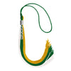 Green/Gold/White Graduation Tassel with Silver Stacked Date Drop by Wholesale Grad Supply