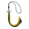 Hunter Green/Gold/White Graduation Tassel with Silver Date Drop by Wholesale Grad Supply