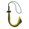 Hunter Green/Gold/White Graduation Tassel with Black Date Drop by Wholesale Grad Supply