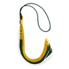 Hunter Green/Gold/White Graduation Tassel with Gold Stacked Date Drop by Wholesale Grad Supply