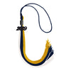 Navy Blue/Gold/White Graduation Tassel with Black Date Drop by Wholesale Grad Supply