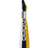 Navy Blue/Gold/White Graduation Tassel with Silver Stacked Date Drop by Wholesale Grad Supply