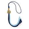 Navy Blue/Light Blue/White Graduation Tassel with Gold Bling Charm by Wholesale Grad Supply