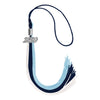 Dark Navy Blue/Light Blue/White Graduation Tassel with Silver Date Drop by Wholesale Grad Supply
