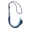 Navy Blue/Light Blue/White Graduation Tassel with Silver Stacked Date Drop by Wholesale Grad Supply