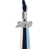 Dark Navy Blue/Light Blue/White Graduation Tassel with Silver Date Drop by Wholesale Grad Supply