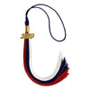 Dark Navy Blue/Red/White Graduation Tassel with Gold Date Drop by Wholesale Grad Supply