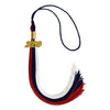 Dark Navy Blue/Red/White Graduation Tassel with Gold Date Drop by Wholesale Grad Supply