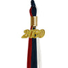 Dark Navy Blue/Red/White Graduation Tassel with Gold Date Drop by Wholesale Grad Supply