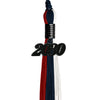 Dark Navy Blue/Red/White Graduation Tassel with Black Date Drop by Wholesale Grad Supply