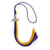 Purple/Gold/White Graduation Tassel with Silver Date Drop by Wholesale Grad Supply