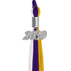 Purple/Gold/White Graduation Tassel with Silver Date Drop by Wholesale Grad Supply