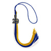 Royal Blue/Gold/White Graduation Tassel with Black Bling Charm by Wholesale Grad Supply