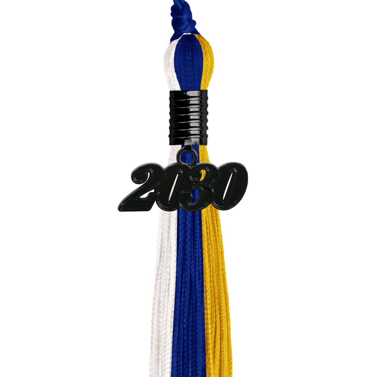 Royal Blue/Gold/White Graduation Tassel with Black Date Drop by Wholesale Grad Supply