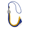 Royal Blue/Gold/White Graduation Tassel with Silver Bling Charm by Wholesale Grad Supply