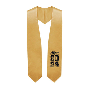 Antique Gold Class of 2024 Graduation Stole/Sash with Classic Tips by Wholesale Grad Supply