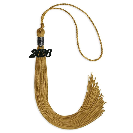 Antique Gold Graduation Tassel with Black Bling Charm by Wholesale Grad Supply