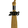 Antique Gold Graduation Tassel with Black Bling Charm by Wholesale Grad Supply