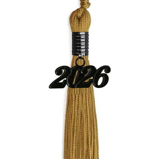 Antique Gold Graduation Tassel with Black Bling Charm by Wholesale Grad Supply
