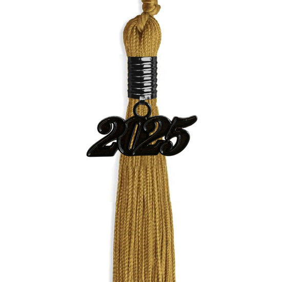 Antique Gold Graduation Tassel with Black Bling Charm by Wholesale Grad Supply