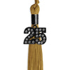 Antique Gold Graduation Tassel with Black Bling Charm by Wholesale Grad Supply