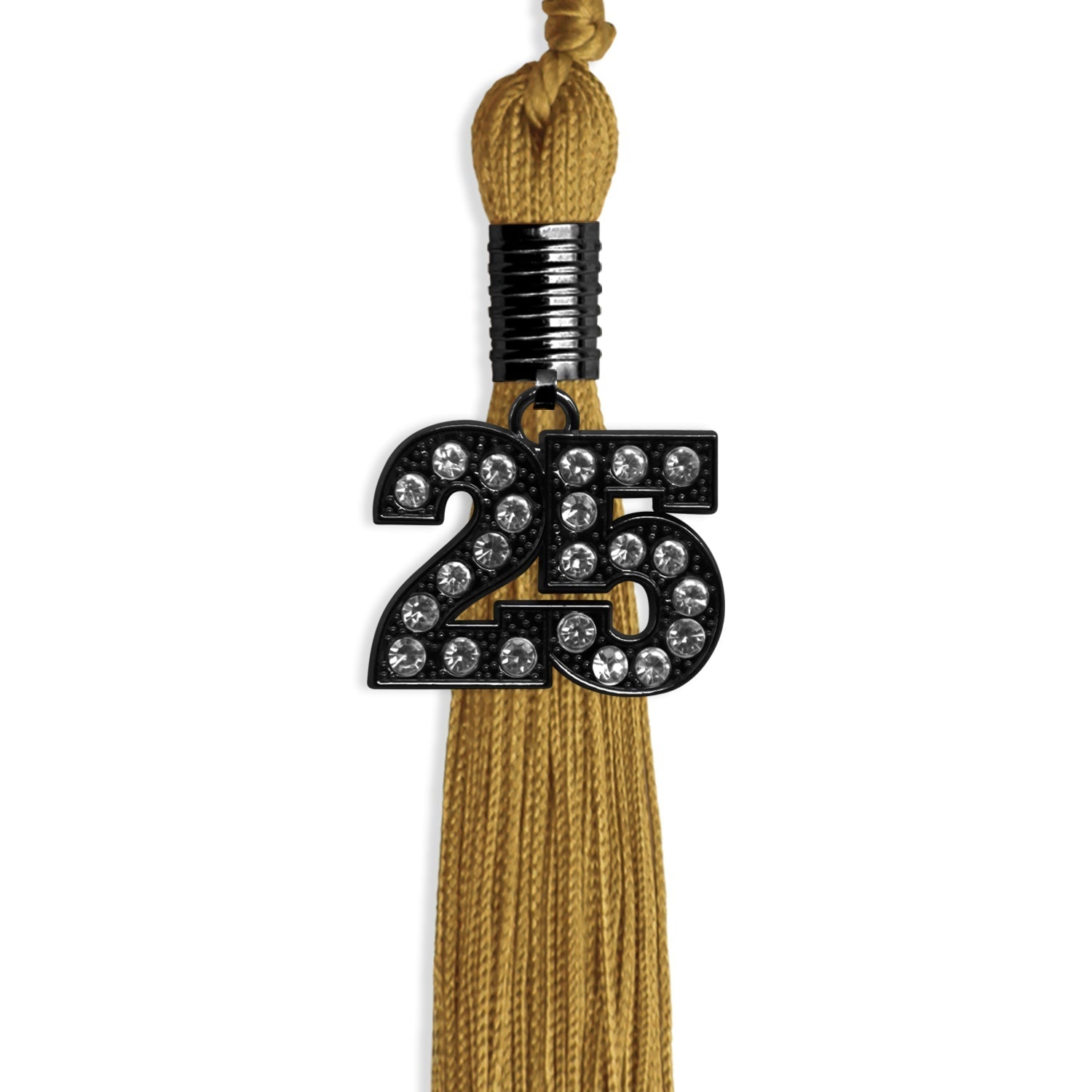 Antique Gold Graduation Tassel with Black Bling Charm by Wholesale Grad Supply