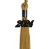 Antique Gold Graduation Tassel with Black Bling Charm by Wholesale Grad Supply