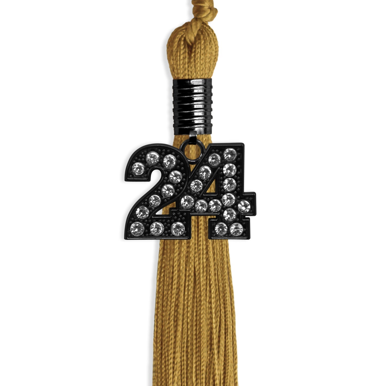 Antique Gold Graduation Tassel with Black Bling Charm by Wholesale Grad Supply