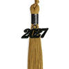 Antique Gold Graduation Tassel with Black Bling Charm by Wholesale Grad Supply