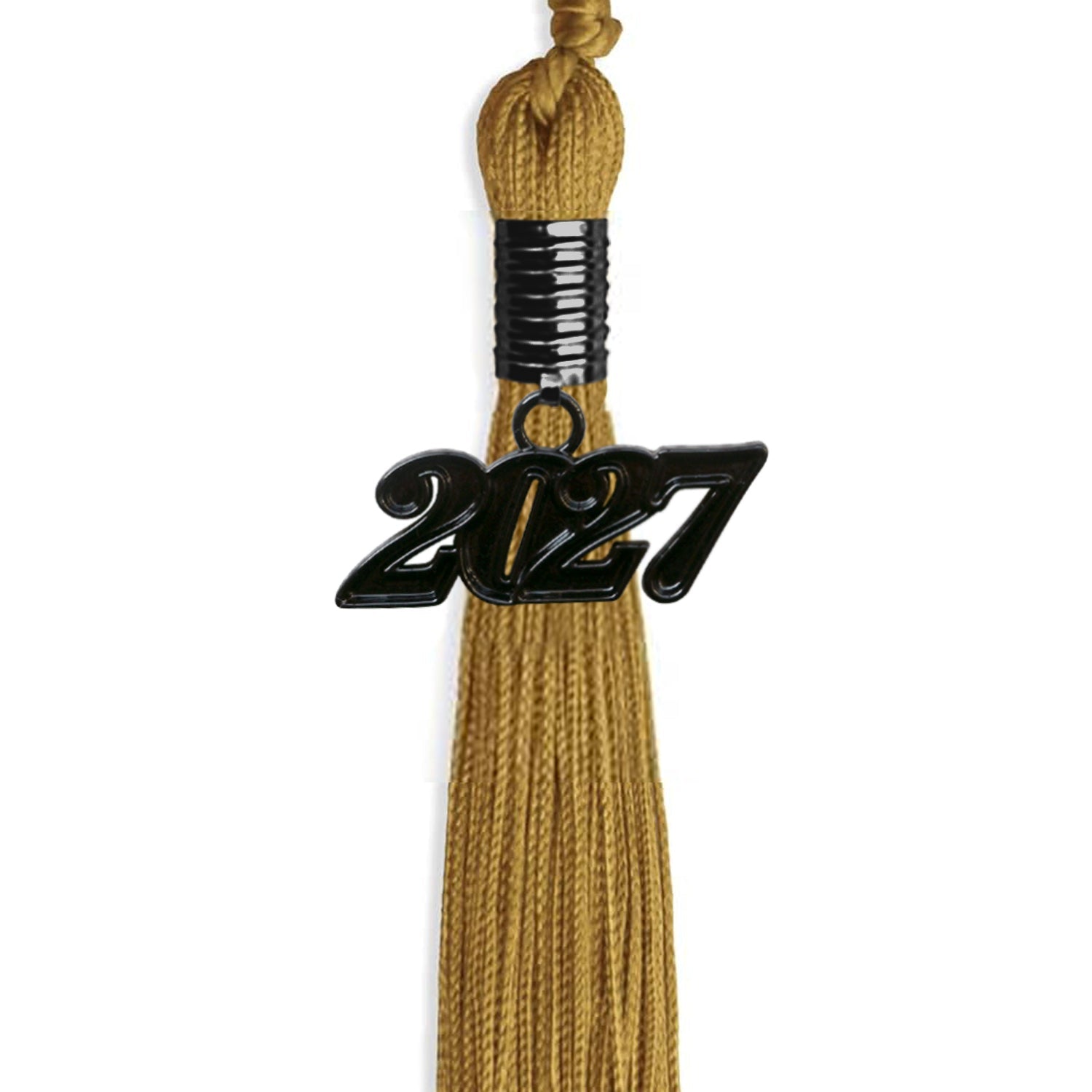Antique Gold Graduation Tassel with Black Bling Charm by Wholesale Grad Supply