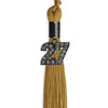 Antique Gold Graduation Tassel with Black Bling Charm by Wholesale Grad Supply