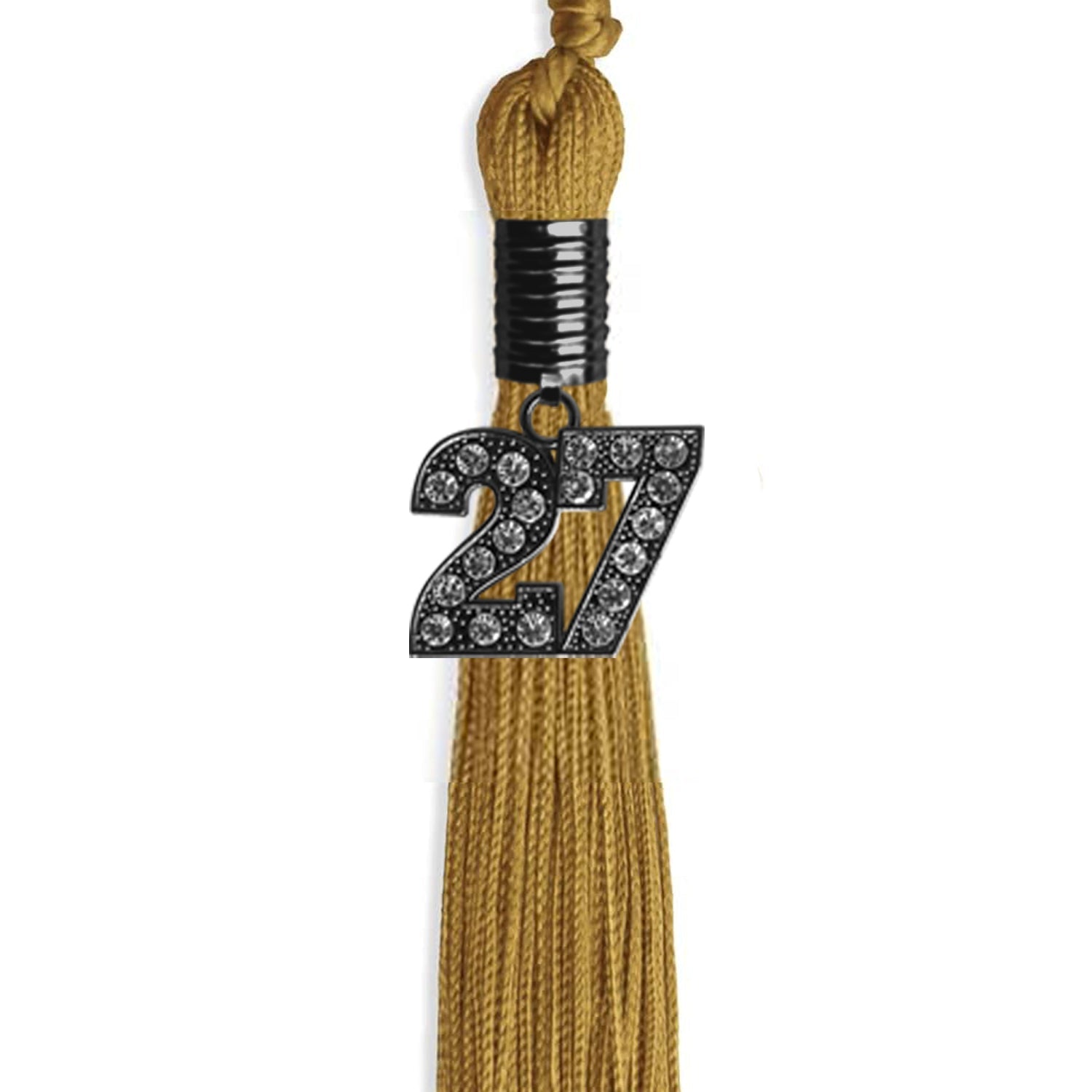 Antique Gold Graduation Tassel with Black Bling Charm by Wholesale Grad Supply