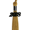 Antique Gold Graduation Tassel with Black Bling Charm by Wholesale Grad Supply